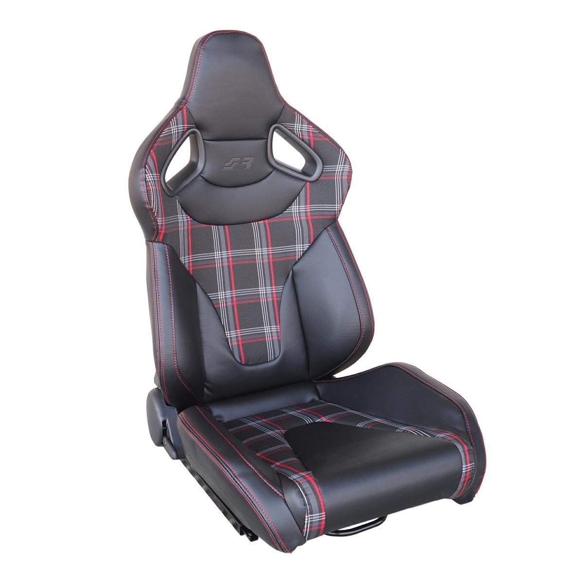 Simoni Universal Pair Red & Black Check Tartan GTi Car Bucket Seats + slides