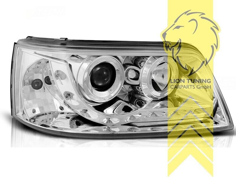 LT Pair LED DRL Lightbar Halo Headlights VW T5 03-09 H1 Motor Bus chrome LHD