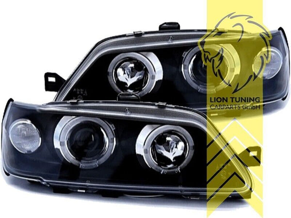 LT LED DRL Halo Ring Headlights Peugeot 306 Hatch Cabrio Break 93-97 black LHD