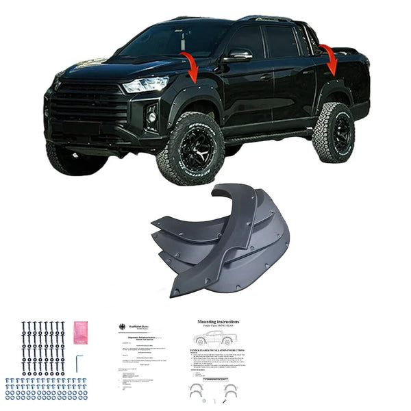 OW Fender Flares Wide Arch Kit SSANGYONG Musso Grand SWB 18-20 ABE TUV Black ABS