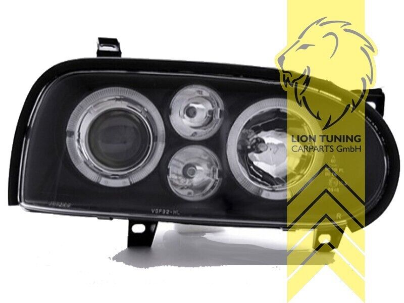 LT Pair LED DRL Halo Ring Headlights VW Golf 3 MK3 Limo Variant Cabrio black LHD