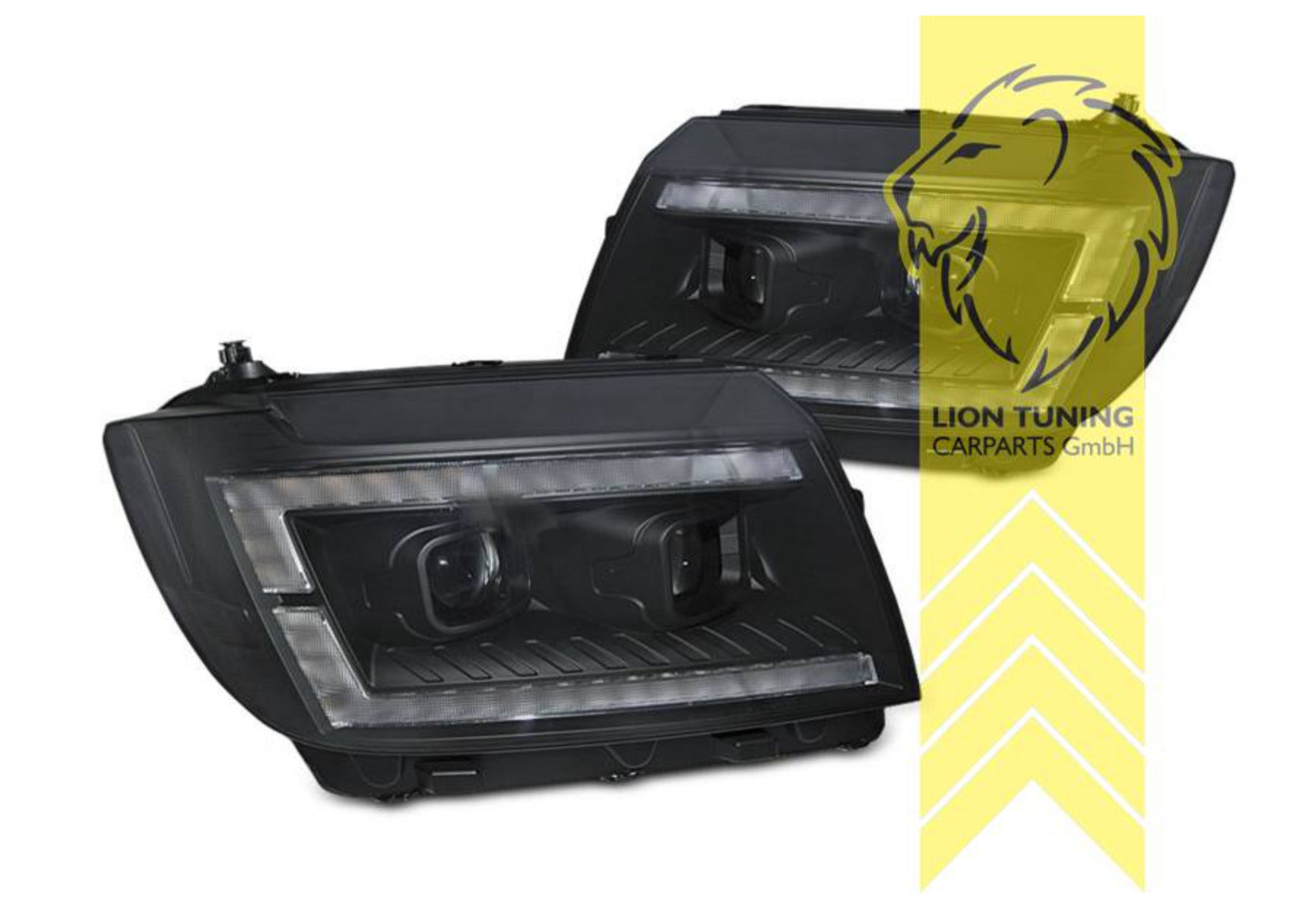 Lion-Tuning LED DRL Lightbar H7 Headlights VW Crafter 2 MK2 Bus SY BJ MAN TGE 17+ Black LHD