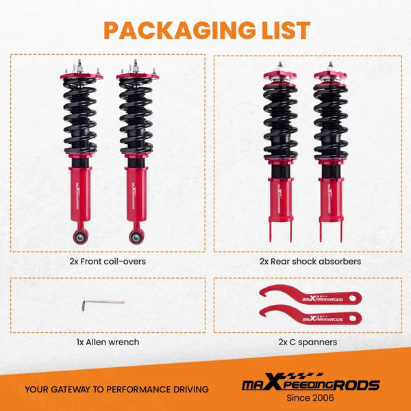 MXPR 24 Level Pro Lowering Coilovers Suspension INFINITI G37 Coupe Sedan RWD