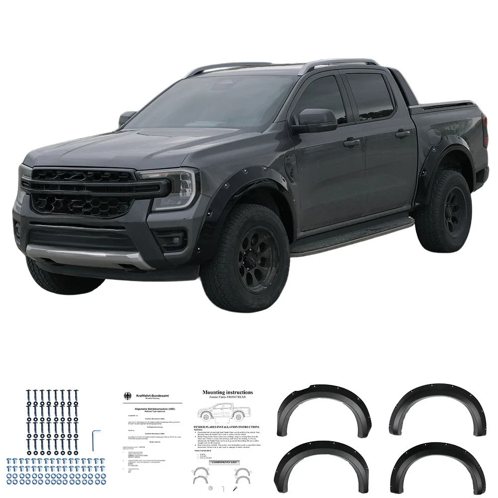 OW Fender Flares Wide Arch Kit FORD Ranger T9 2022+ ABE TUV Black ABS