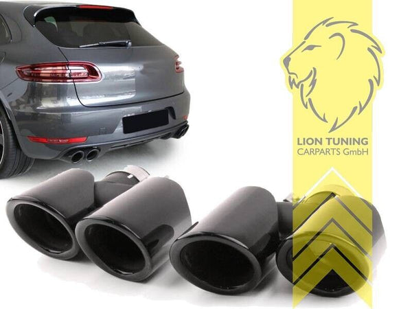 LT Stainless tailpipes exhaust dual covers trims Porsche Macan 95B 14-17 black