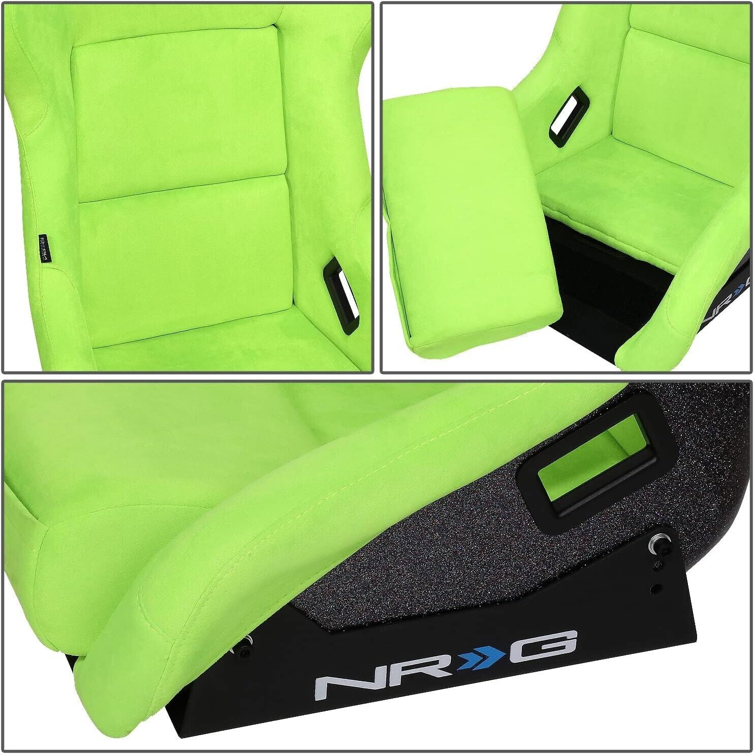 UK STOCK NRG PRISMA x1 Universal Sports Bucket Seat Green Alcantara LARGE FB