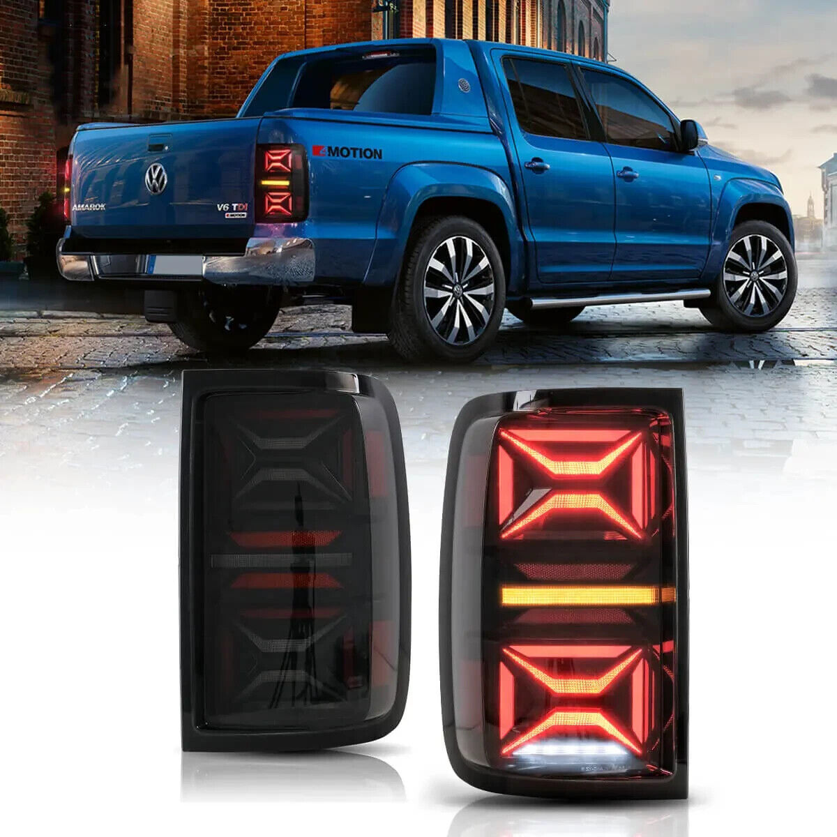 VLAND 10-22 VW Amarok DYNAMIC Welcome Animation Sequential Lightbar LED DRL Rear Lights Tail Lamps LHD