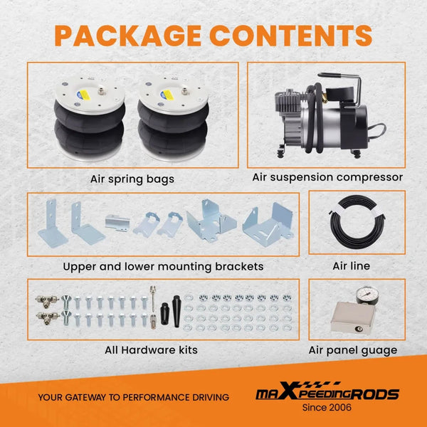MXPR ir Suspension Bag KIT + Compressor Ford Transit 2001-2024 RWD - 4000kg