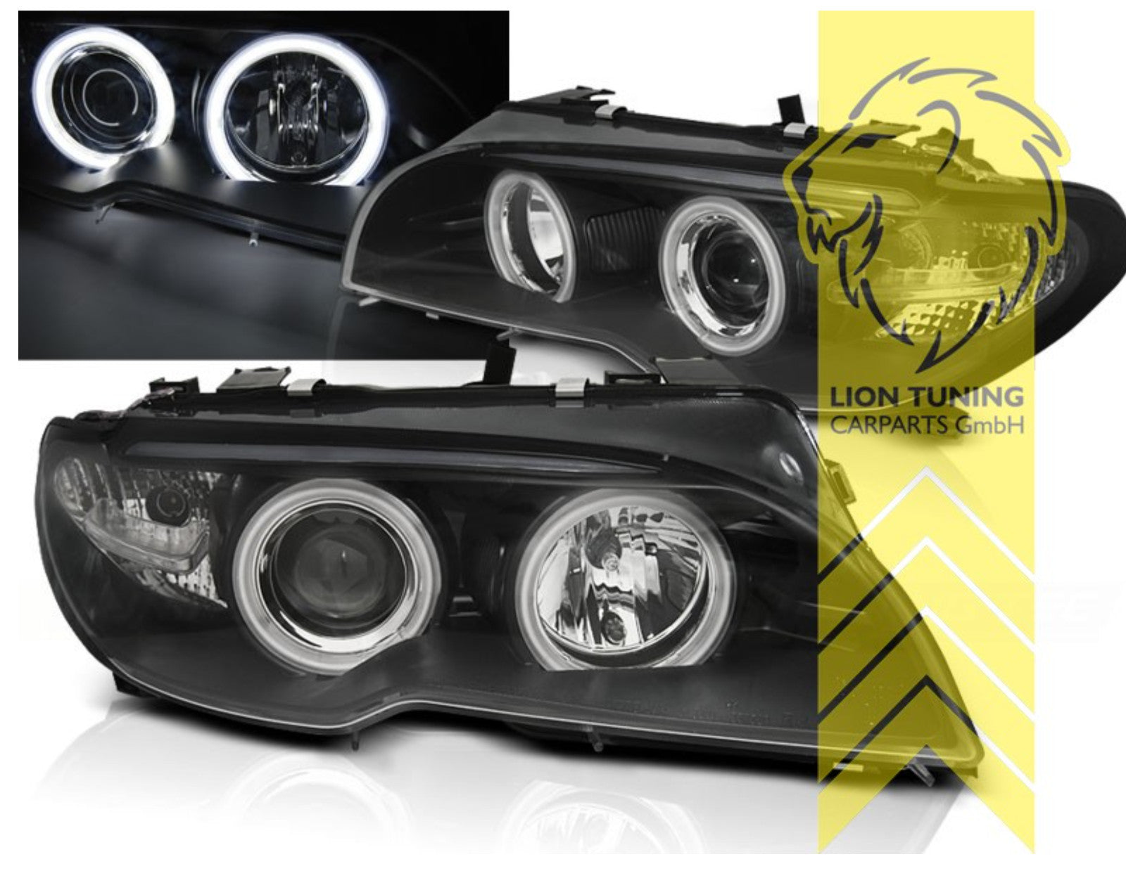 UK STOCK LT LED DRL XENON Headlights BMW 3-Series E46 Coupe Cabrio 03-07 black CUSTOMER RETURN