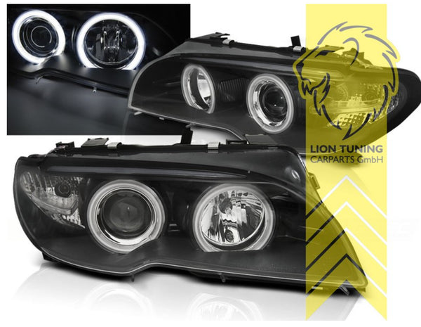 UK STOCK LT LED DRL XENON Headlights BMW 3-Series E46 Coupe Cabrio 03-07 black CUSTOMER RETURN
