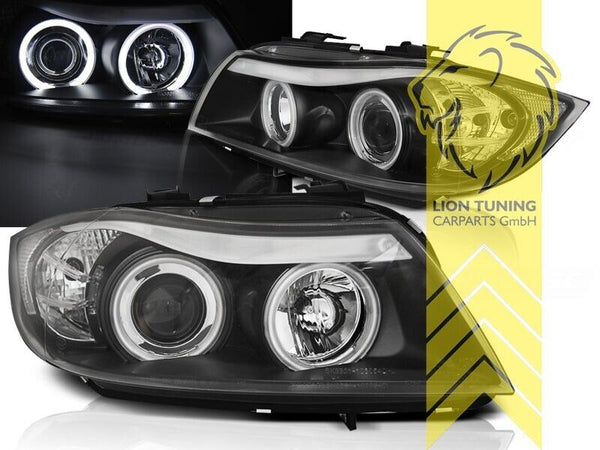 LT LED DRL CCFL Angel Eye Headlights BMW E90 Sedan E91 Touring black LHD