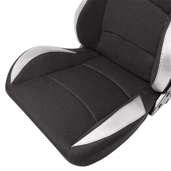 ATS BS2 x1 Universal Recline Fibreglass Hard Back Sports Bucket Seat Black Silver Textile Fabric