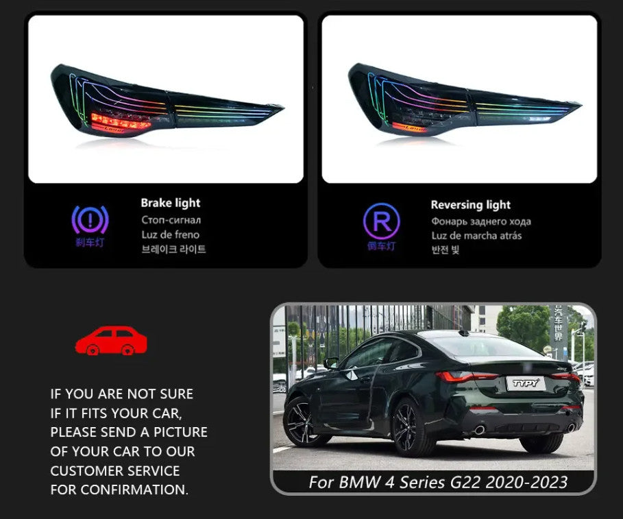 TYPY Pair BMW 4 Series M4 G22 RGB Dynamic Rear Lights Tail Lamps 20-23 LHD