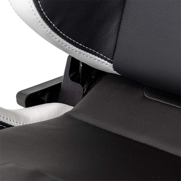 UK Auto-Style x2 / a Pair of Universal Reclining Sports Bucket Seat BLACK & WHITE + slide runners