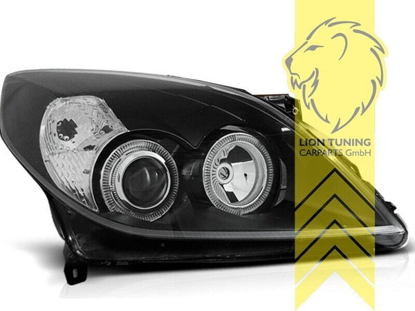 LT LED DRL Halo Ring Headlights Opel Vectra C Facelift 05-08 Hatch Est black LHD