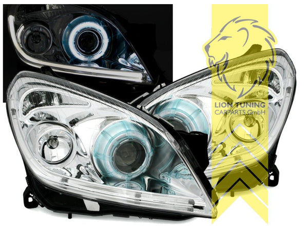 LT Set LED DRL Halo Lightbar Headlights Opel Vauxhall Astra H 04-10 Chrome LHD