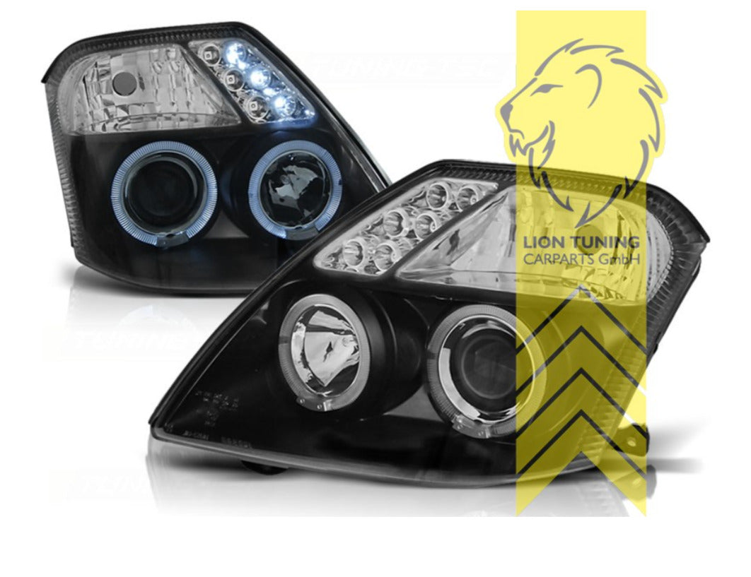 LT Pair LED Halo Ring DRL Lightbar Headlights Citroen C2 black LHD