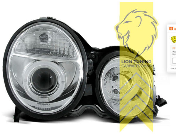 LT Halogen Halo Headlights Mercedes W210 Limo T-Model E-Class chrome LHD