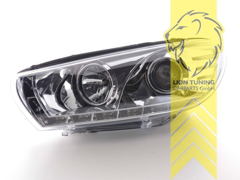 LT Pair LED DRL Lightbar Halo Headlights VW Scirocco 3 137 138 08-14 chrome LHD
