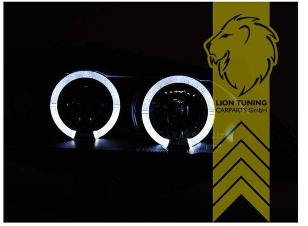 LT LED DRL Dual Angel Eye Halo Ring Headlights Vauxhall Opel Astra G black LHD