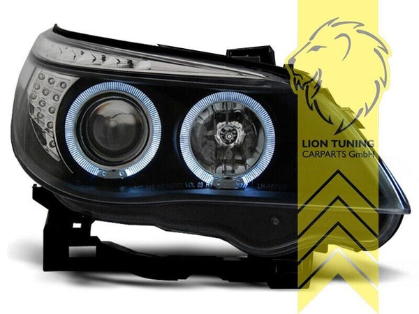 LT LED DRL Halo Lightbar Headlights BMW E60 Sedan E61 Touring black 04-07 LHD