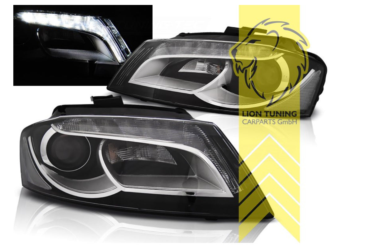 LT LED DRL Lightbar Halo Angel Eye Headlights Audi A3 8P 8PA 8P7 08+ black LHD