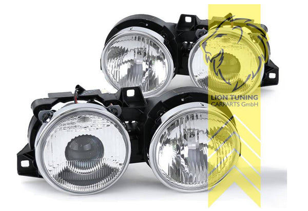 LT Pair Halogen H1 Headlights BMW E30 All Models 82-93 Chrome LHD