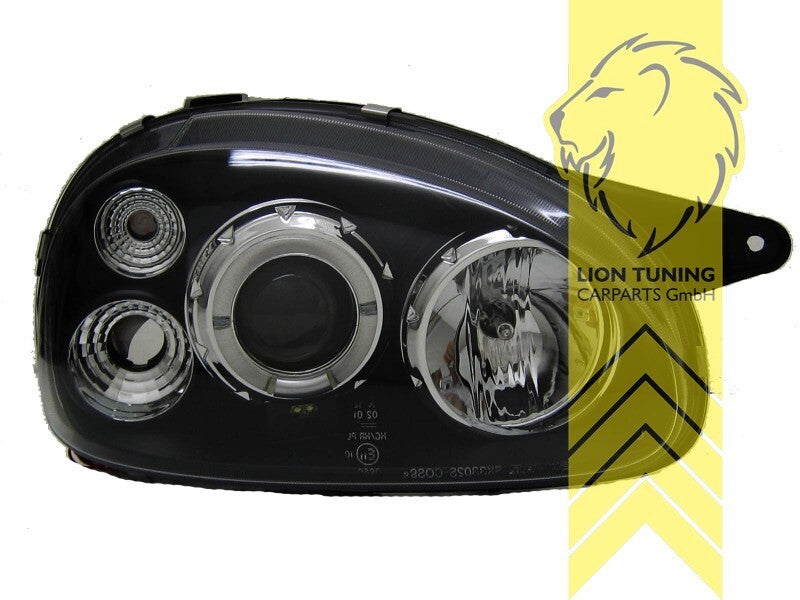 LT Pair LED DRL Angel Eye Halo Headlights Opel Corsa B Combo B 93-01 black LHD