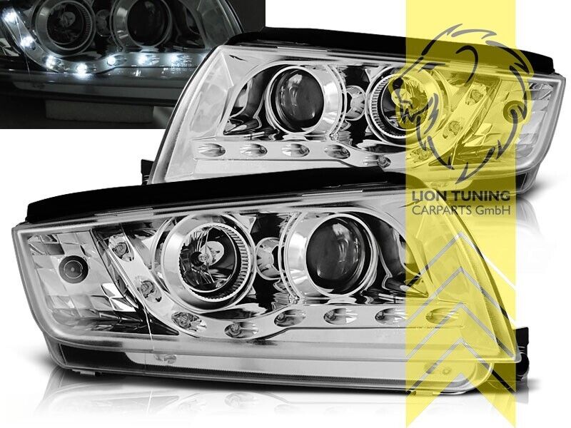 LT Pair LED DRL Lightbar Halo Ring Headlights Skoda Fabia 1 6Y chrome LHD