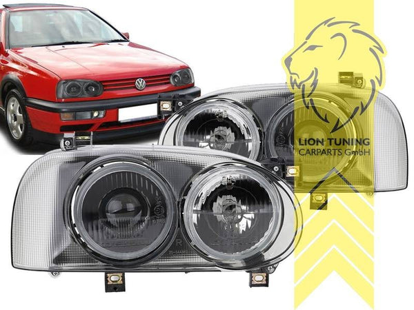 LT Headlights DE double headlights VW Golf 3 91-99 1H1 1E7 1H5 black smoke LHD