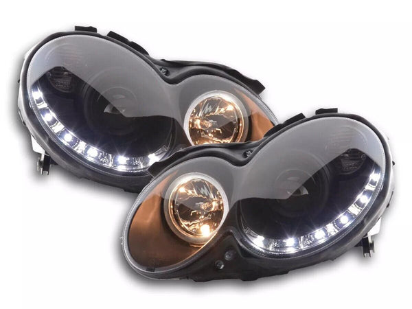 FK Pair LED DRL Projector Lightbar Headlights Mercedes CLK W209 04-09 black LHD