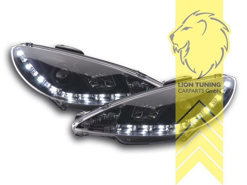 LT LED Angel Eye Halo Headlights Peugeot 206 206CC Cabrio Break black 98-07 LHD