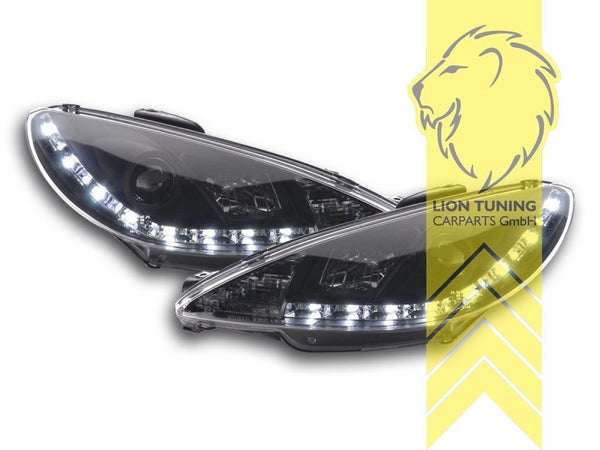 LT LED Angel Eye Halo Headlights Peugeot 206 206CC Cabrio Break black 98-07 LHD