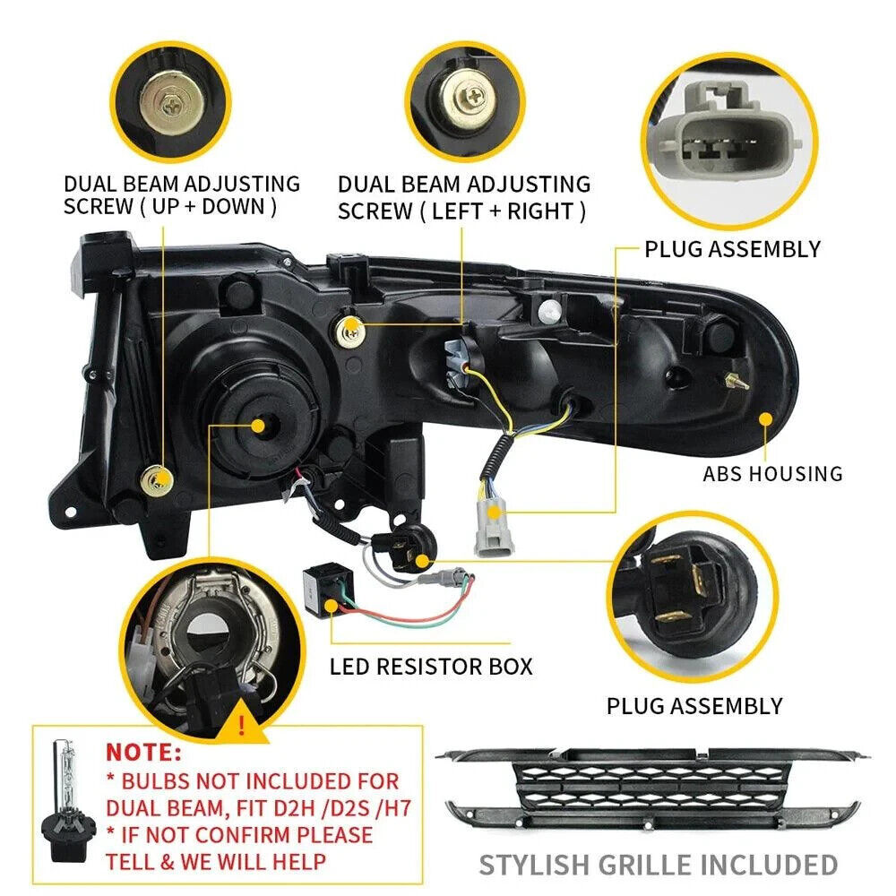 VLAND Toyota Fj Cruiser 2007-2023 SEQ LED DRL Lightbar Headlights + Grilles LHD