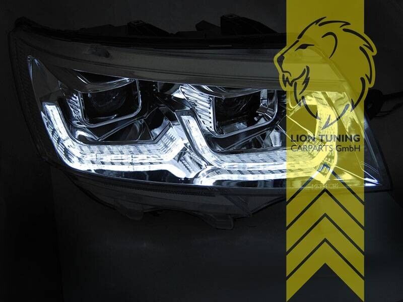 LT Pair LED DRL Lightbar Headlights VW Bus T6 Facelift T6.1 chrome dynamic LHD