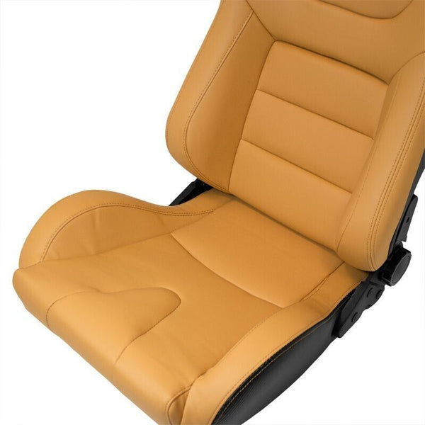 Auto-Style RK x1 Univ Reclining Sports Bucket Seat Beige & Carbon Edition inc slides