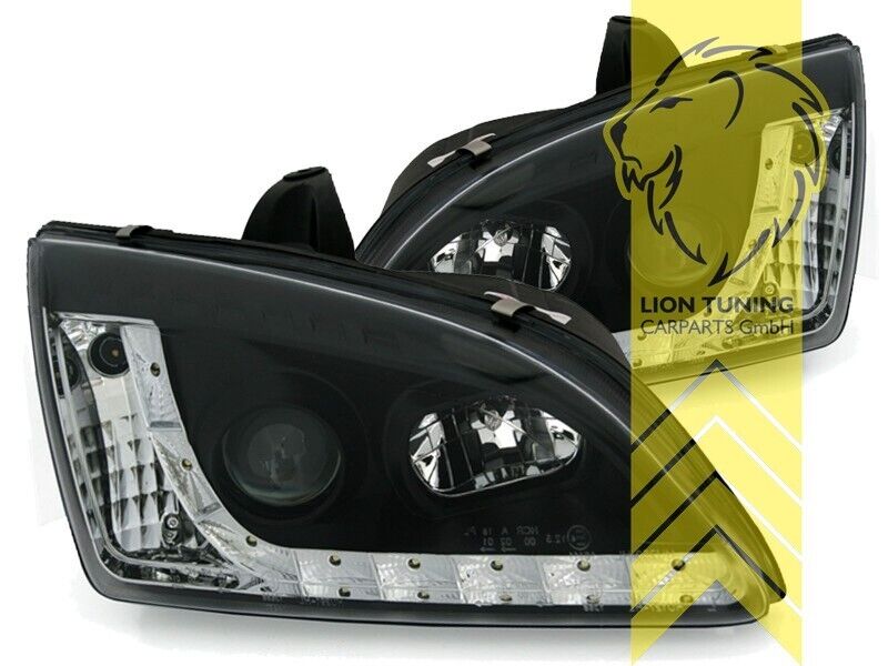 LT LED DRL Lightbar Projector Headlights Ford Focus 2 Hatchback SW Black LHD