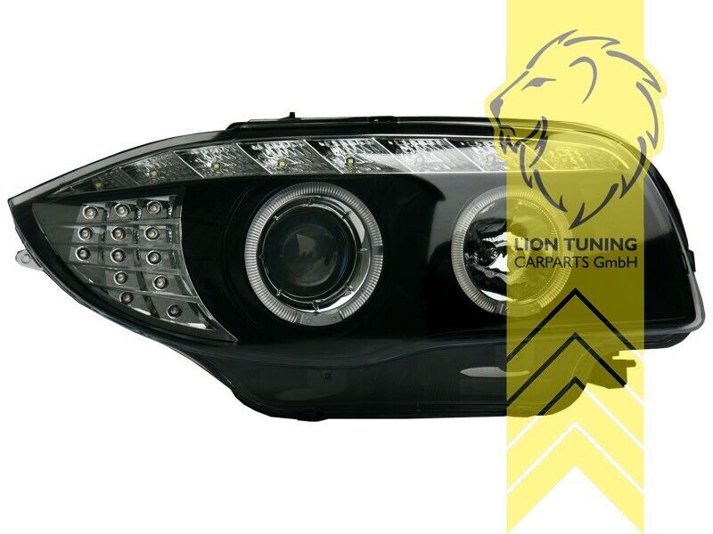 LT Pair LED DRL Halo Headlights BMW 1 Series E81 E82 E87 E88 03-12 black LHD