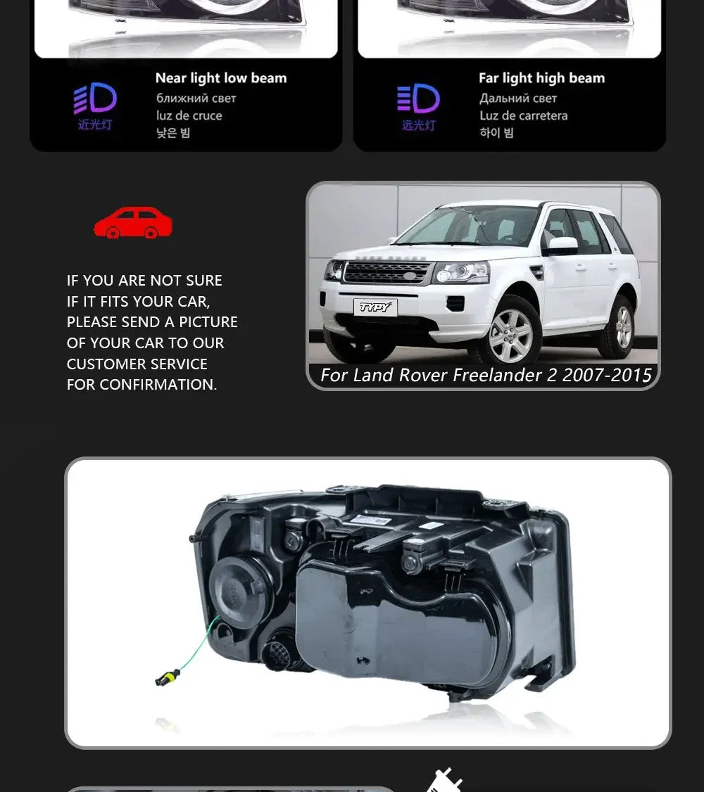 TYPY Pair 10-15 Land Rover Freelander 2 LED DRL Dynamic Headlights LHD