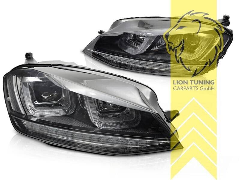 LT LED DRL Halo Lightbar Headlights VW Golf 7 5G1 BE1 BA5 12-17 black H7 H1 LHD