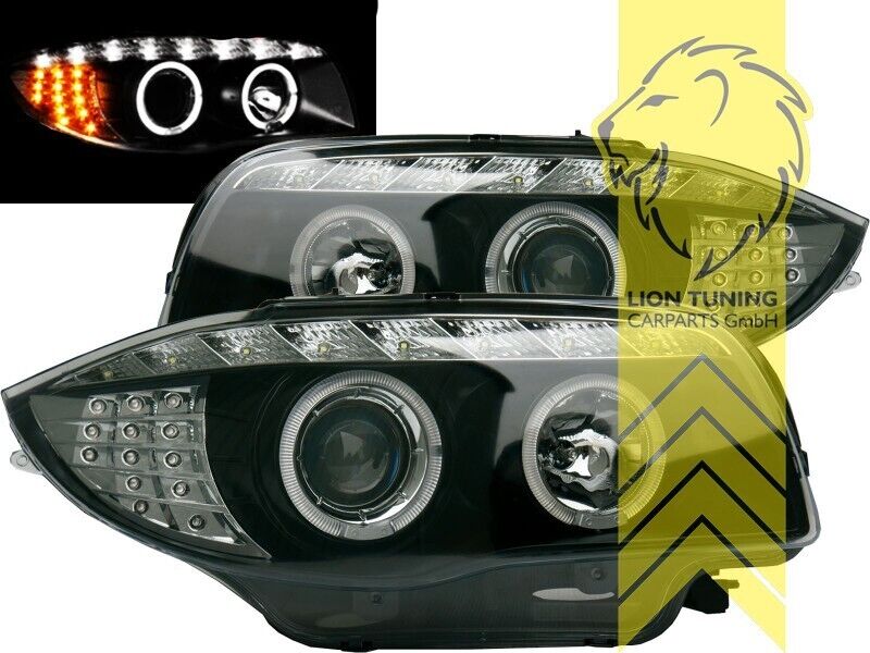 LT Pair LED DRL Halo Headlights BMW 1 Series E81 E82 E87 E88 03-12 black LHD