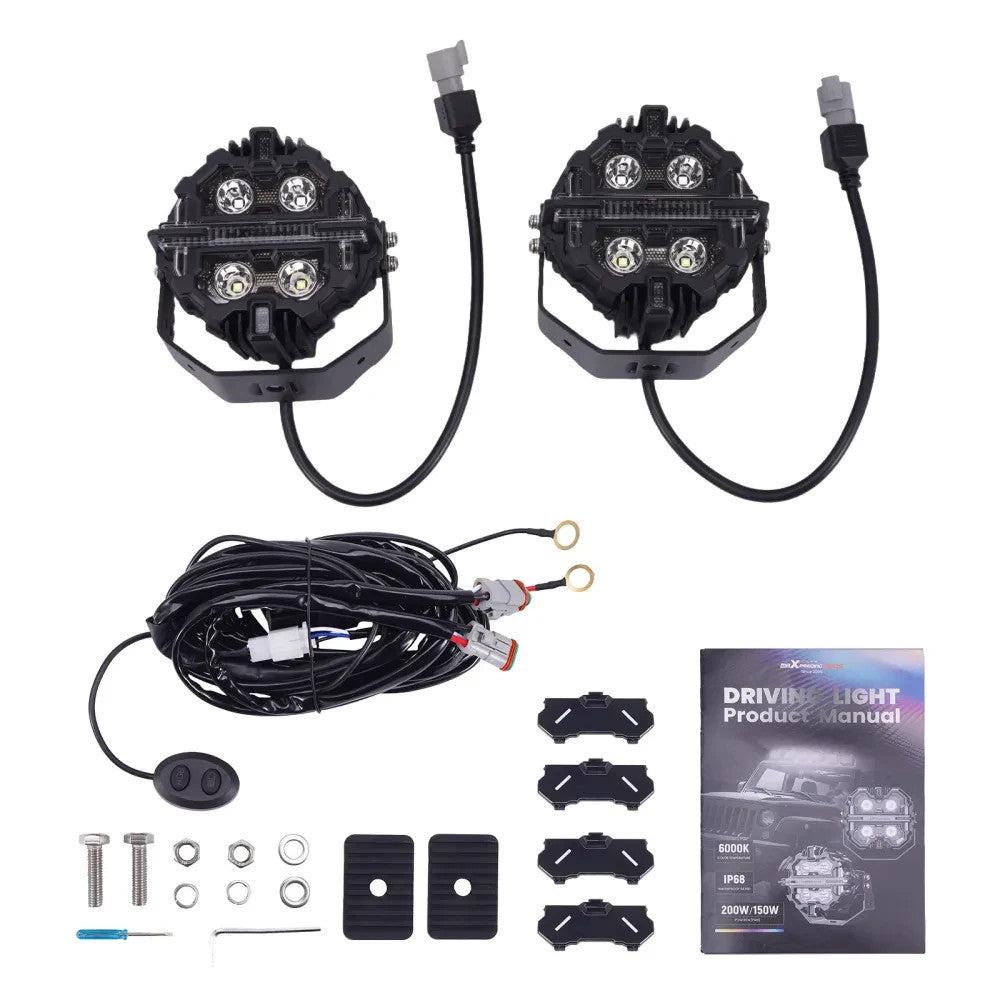 MXPR 5" 212W LED Headlights Fog Lights Spot Beam RGB DRL Round Pod Lamps