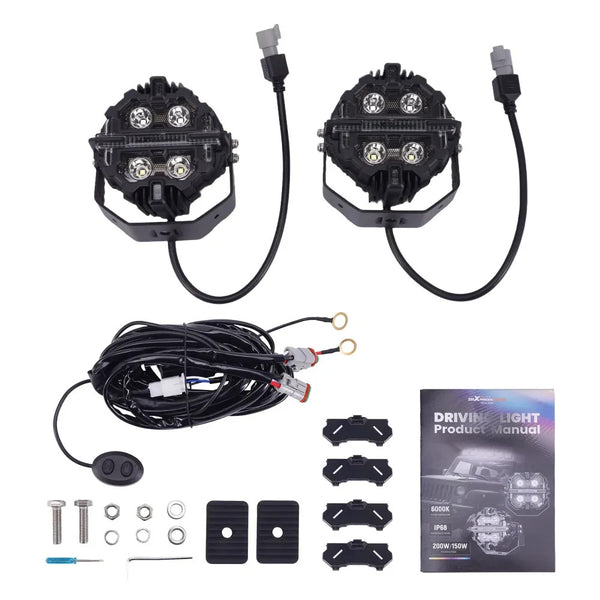 MXPR 5" 212W LED Headlights Fog Lights Spot Beam RGB DRL Round Pod Lamps