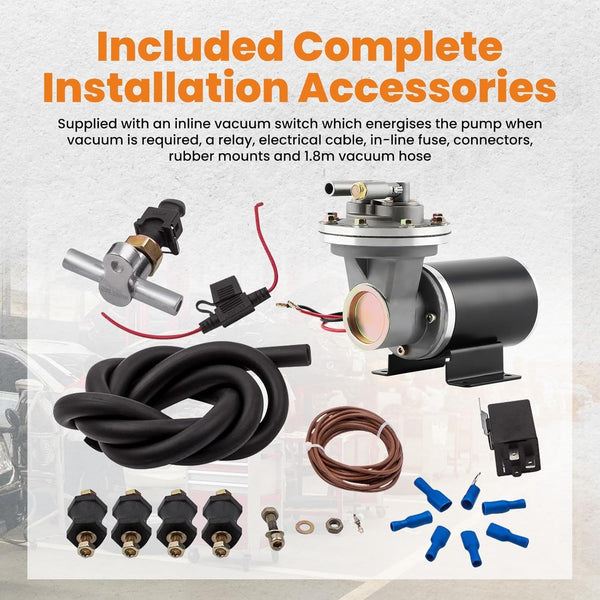 MXPR 28146 12V Electric Brake Booster Vacuum Pump Kit 18" - 22" inc install kit