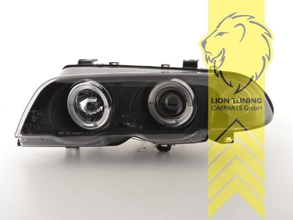 LT LED DRL Halo CCFL H1 Headlights BMW E46 Limousine Touring 98-01 black LHD