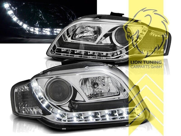 LT LED DRL Lightbar Halo Headlights Audi A4 B6 B7 8E 00-04 Sedan Avant chrome LHD