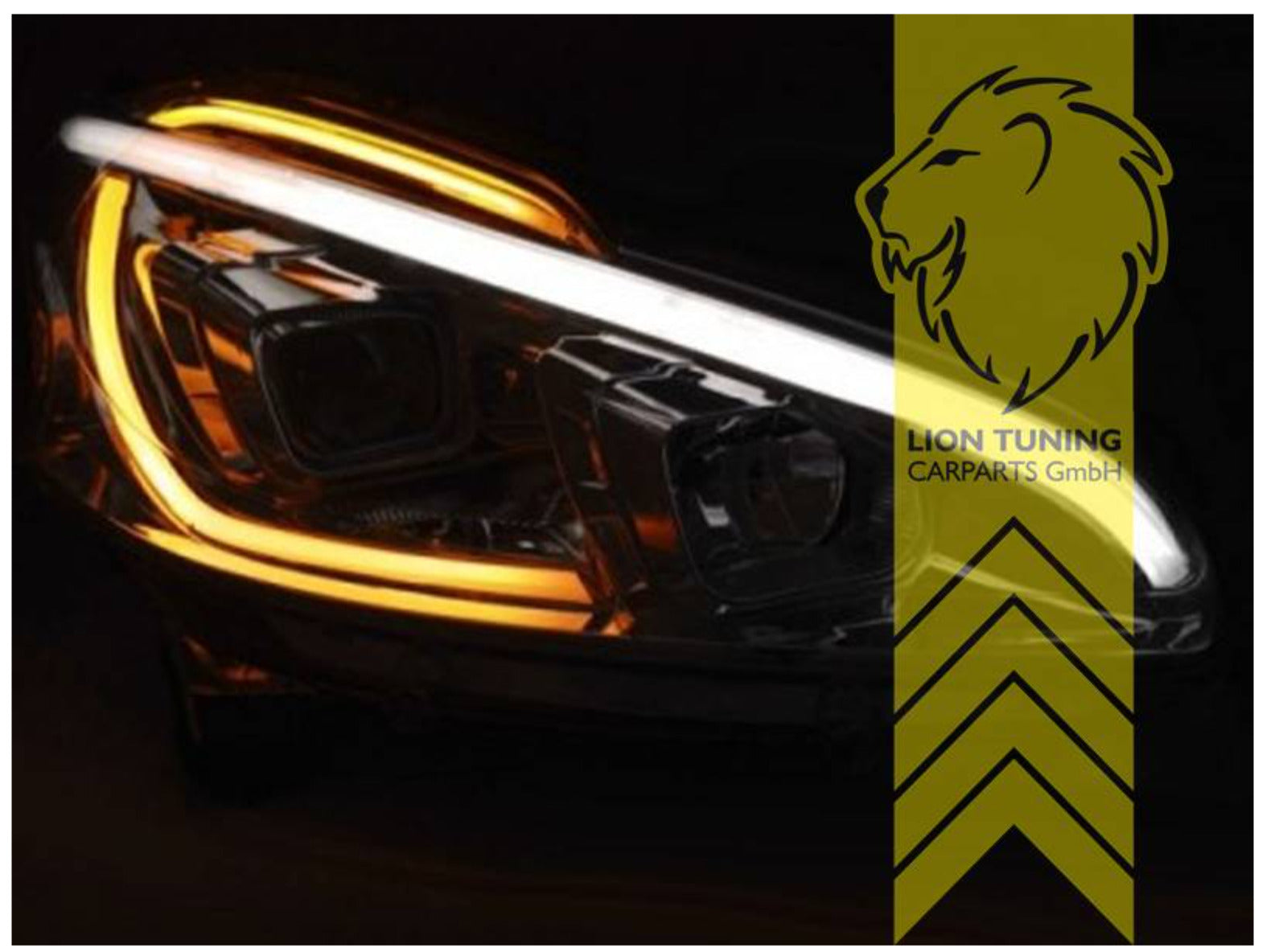 LT LED DRL Lightbar Halo Ring Headlights Peugeot 208 black LHD