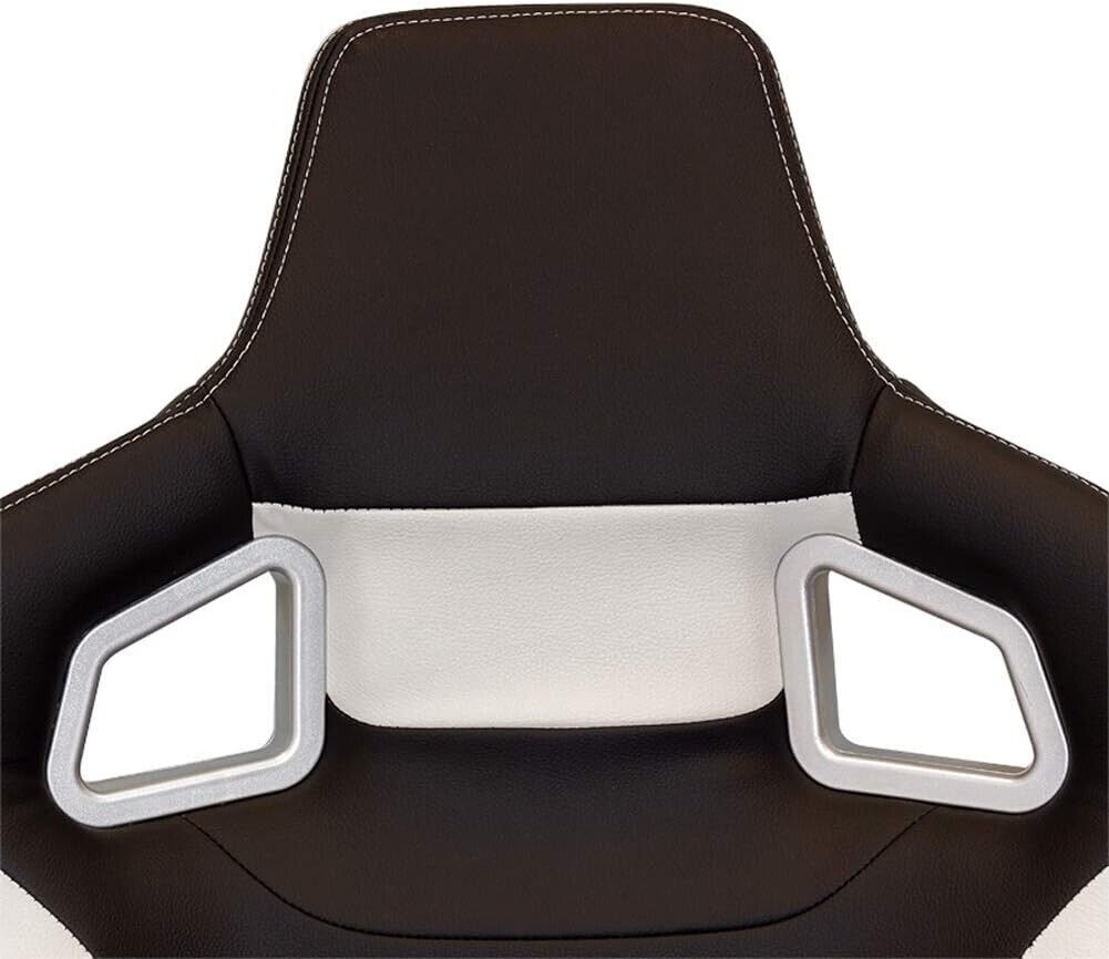 UK Auto-Style x2 / a Pair of Universal Reclining Sports Bucket Seat BLACK & WHITE + slide runners