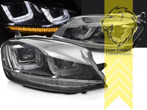 LT Pair LED DRL Lightbar Headlights VW Golf 7 Limo Variant black chrome LHD