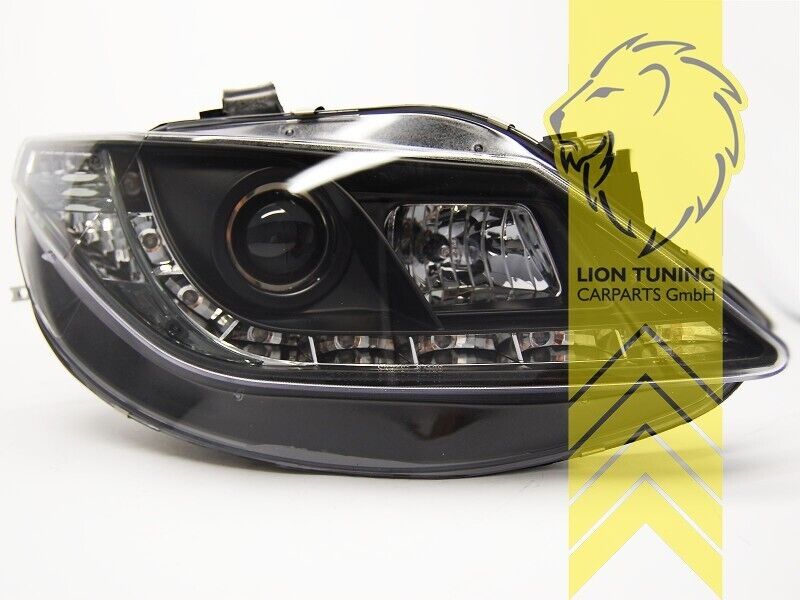 LT LED DRL Halo Lightbar Headlights Seat Ibiza 6J 6J5 08-12 Black LHD